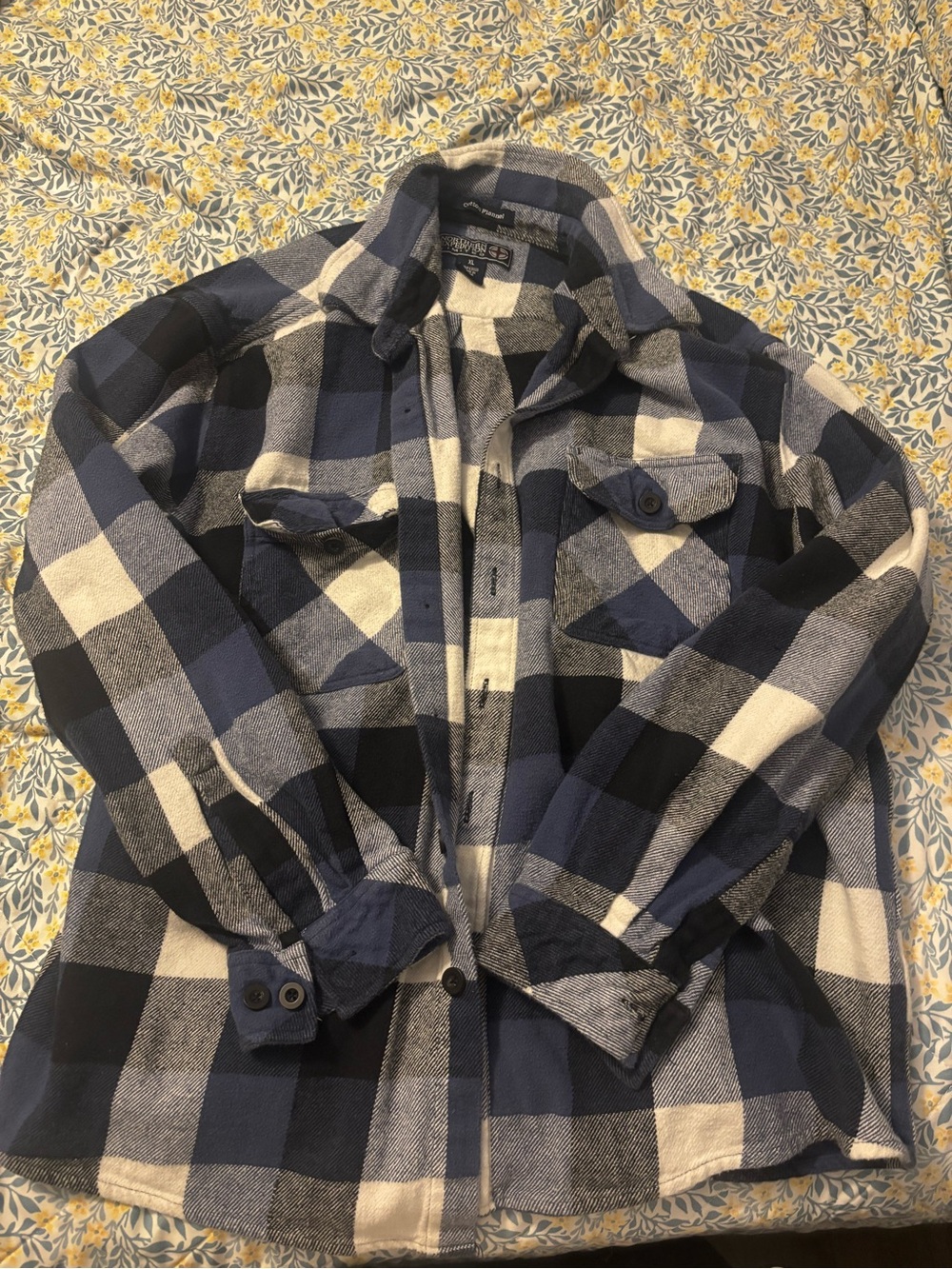Men's Navy, Black & White Plaid Lightweight Shirt Jacket